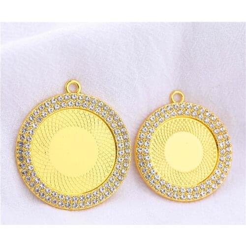 50PCS Cabochon Pendant Base 25/30mm Alloy Diamond Bases DIY Jewelry Making For Pendant Necklace Choker Keychains Crafts Findings