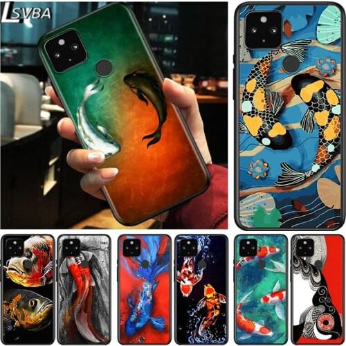 Fish Painting Art Shockproof Cover for Google Pixel 5 4 5A 4A XL 5G Black Phone Case Shell Soft Fundas Coque Capa