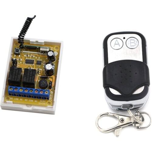 Hot Selling DC12V 24V 2Channel Radio Remote Control Switch Receiver with Metal Push Button Transmitter Learning Code