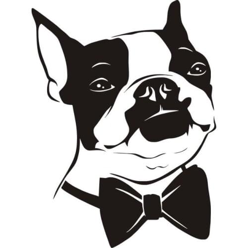 Boston Terrier Dog Removable Wall Stickers Cute Animal Funny Bow Tie Art Wall Sticker Vinyl Wall Decal For Kids Rooms SA133