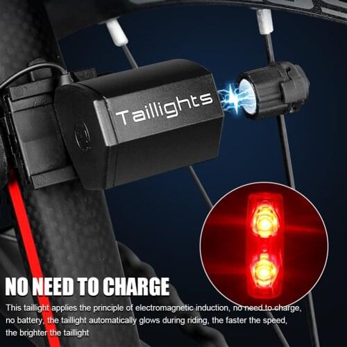 Bicycle Lights Warning Lamp Induction Tail Light Bike Magnetic Power Generate Taillight Self-Powered Magnetic Induction