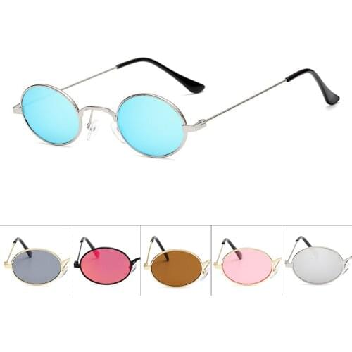 Vintage Small Oval Round Sunglasses Steampunk Women Men Brand Design Retro Metal Frame Red Lens Round Vintage Sun Glasses UV400