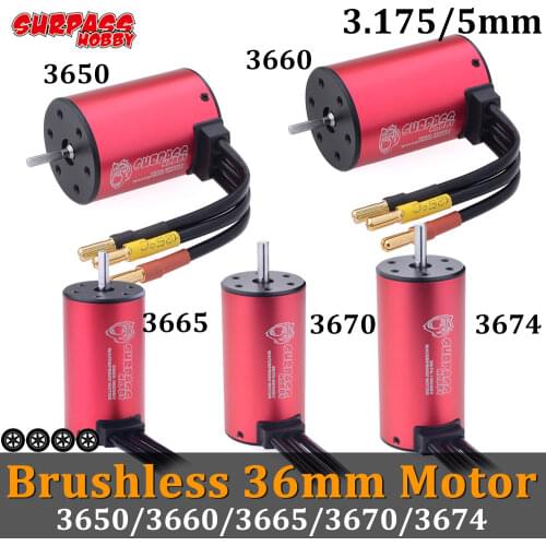 SURPASS HOBBY Waterproof Brushless Motor 3650 3660 3665 3670 3674 RC Motor 2S 3S for 1/8 1/10 RC Car Racing Off-Road Traxxas HSP