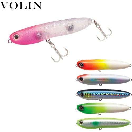VOLIN 1pc 70mm 7.5g Floating Pencil Hard Fishing Bait Artificial Lure Swimbait Bait with Fishing Hook for pike perch