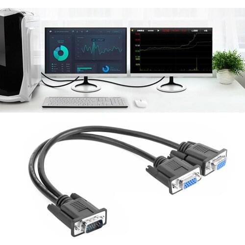VGA Splitter Cable 1 Computer to Dual 2 Monitor Adapter Y Splitter Male to Female VGA Wire Cord for PC Laptop Accessories