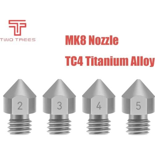 3D Printer TC4 Titanium Alloy MK8 Nozzle Reprap 1.75mm 0.2/0.3/0.4/0.5mm for Ender 3 CR10 Ender 5 Two trees Bluer Sapphire pro