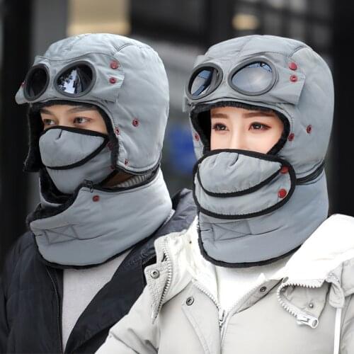 New Fashion Warm Winter Cap Men Original Design Winter Hats For Women Kids Waterproof Hood Hat With Glasses Cool Bonnet femme