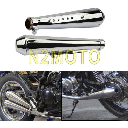 1 Pair Motorcycles Chrome Reverse Cone Exhaust Muffler Pipe 1-5/8" 1-1/2" 1-7/16" for Bobber Chopper Cafe Racer Vintage Antique