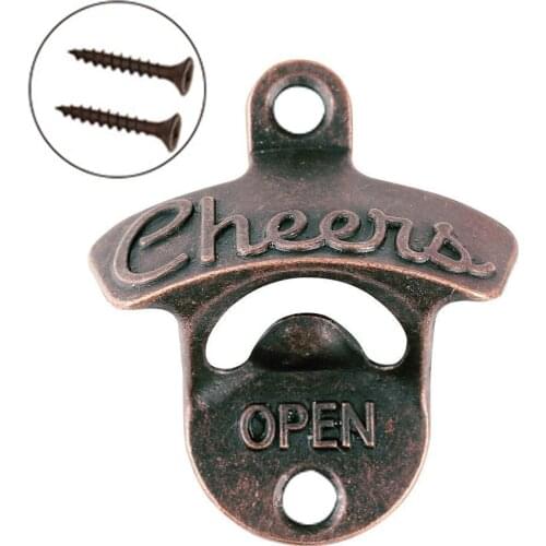 1 Pack Vintage Look with Mounting Screws Bottle Opener Wall Mounted Rustic Beer Opener Set for Kitchen Cafe Bars