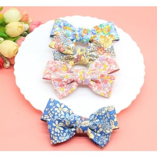 16Pcs/Lot Print Fabric Bow Appliques For DIY Handmade Children Hair Clip Accessories Bow Tie Hat Cloth Bag Brooch Patches New