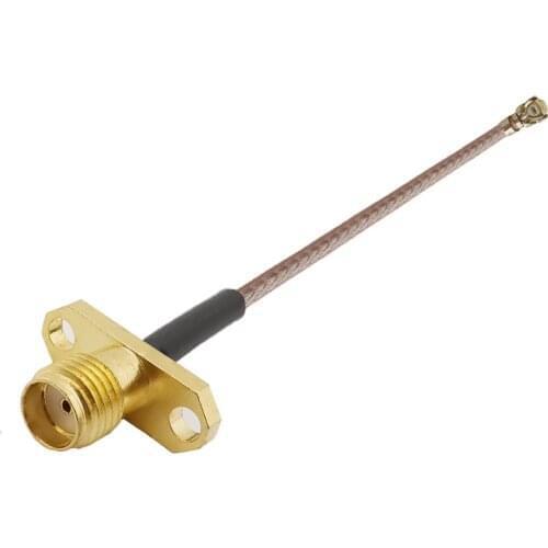 100Pcs RF IPX/U.FL Switch SMA Female 2 Hole Flange Mount Pigtail Cable IPX to SMA Female Jack For PCI Wifi Card Router Antenna