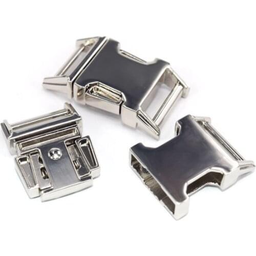 2pcs 5/8" Matel Contoured Side Release Buckle For Paracord Bracelet / Dog Collar Straps Webbing 15mm