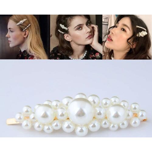 2019 Korean Simulated Pearl Bead Elegant Hair Pins Trendy Hair Clips Sweet Barrettes Hair Jewelry for girl and women
