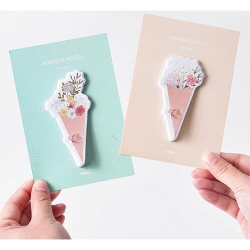 4pcs Bouquet Flower Sticky Notes 30 Sheets Adhesive Note Floral Memo Pad Stationery Office Accessories School Supplies A6507