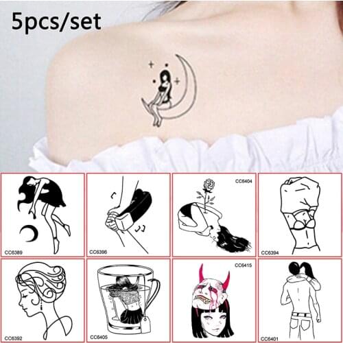 5pcs/set Temporary Tattoo Sticker Women Men Fake Henna Waterproof Tattoo Decals Body Art Tatoo For Normal Occasions