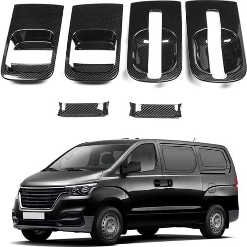 6Pcs/Set Car ABS Carbon Fiber Door Handle Bowl Cover for Hyundai Grand Starex H1 I800 2018-2020 Car Accessories