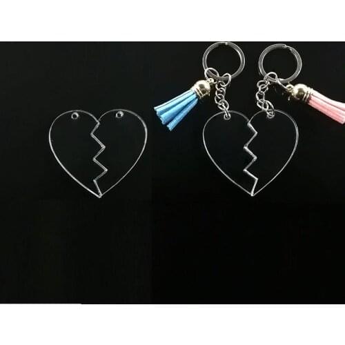 Acrylic Transparent Set Key Chains Clear Irregular Acrylic Keychain Blanks Keychain for DIY Pendant Tag Love Heart Couples gifts