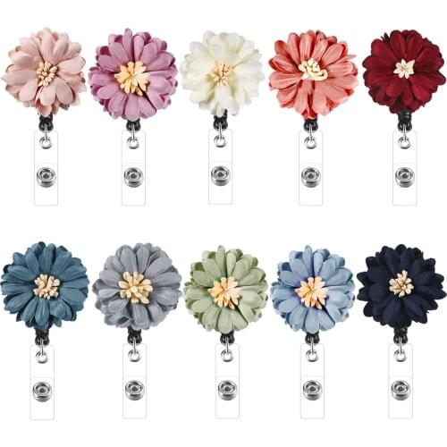 10 PCS Daisy Retractable Badge Holder with Alligator Clip ID Badge Reel Clip on Card Holders