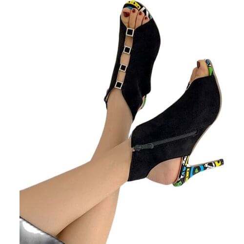 Summer Women Clear Heels Sandals Fashion Sexy New Party Shoes Zipper Peep Toe Stilettos Heels Consice Height 34-43