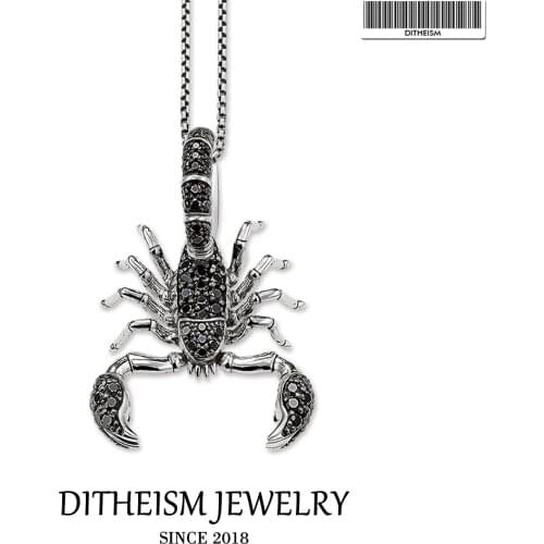 Link Chain Necklace Scorpion Black CZ Pave, 2018 Fashion 925 Sterling Silver Jewelry Vintage Gift For Men Women Boy Girls