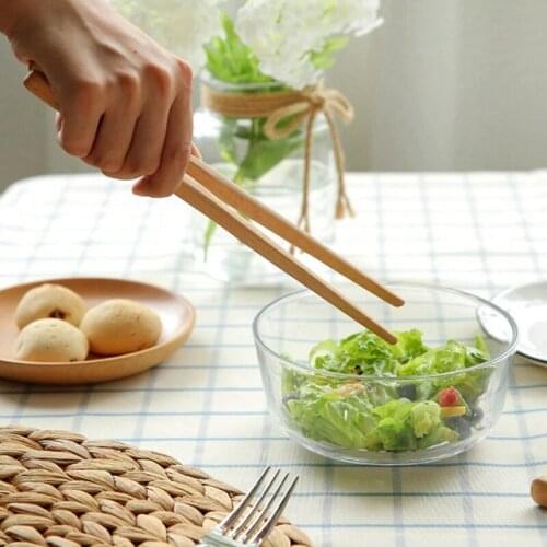 Wood Food Tongs Long Handle Non-slip Bread Tongs Dessert Tongs Lager Barbecue Tongs Anti Heat Bread Clip Pastry Clamp