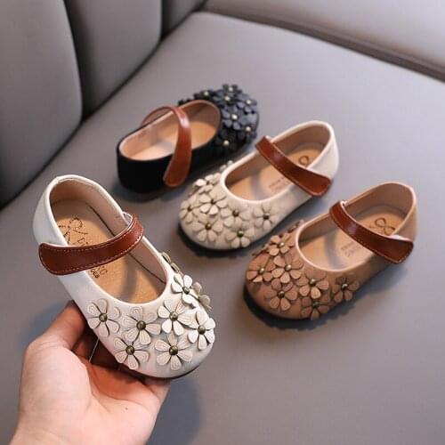 Childrens leather shoes spring autumn new girls flat shoes female baby flower single shoes soft bottom fashion princess shoes