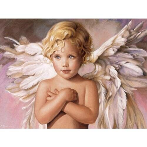 Angel Kids DIY 11CT Cross Stitch Embroidery Kits Craft Needlework Set Cotton Thread Printed Canvas Home Decoration Design