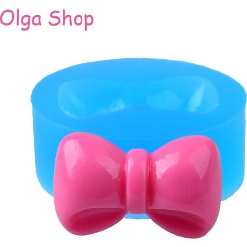 FYL472 23.3mm Bow Silicone Push Mold - Ribbon Mold Cake Topper, Fondant, Cake Decorating Tools, Resin Jewelry, Chocolate, Candy