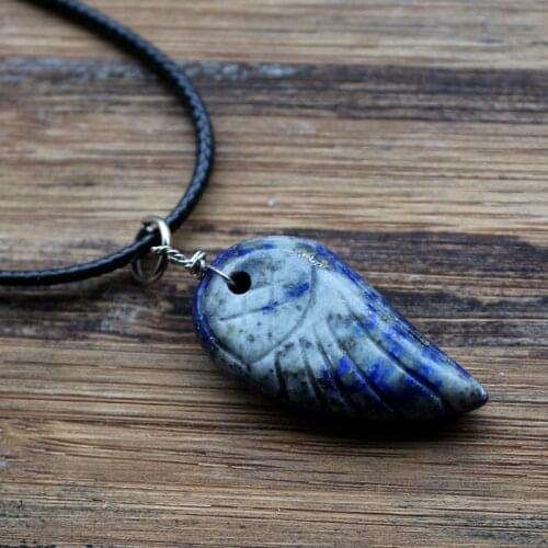 Quality Natural Lapis lazuli stone wing Pendant jewelry Mens Pendants Necklaces