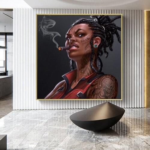 Cool Sexy Girl Tattoo Painting Wear Glasses Sex Women Posters Portrait Wall Art Pictures for Home Decor Abstract Canvas Painting