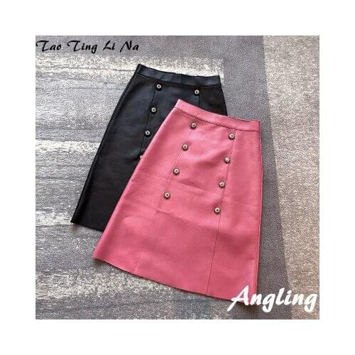 Top brand Women Spring 2020 Genuine Real Sheep Leather Skirt E40 high quality