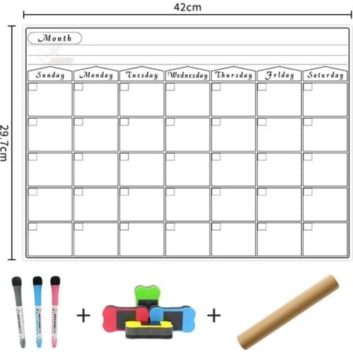 Magnetic DryErase Calendar for Fridge 3 Fine Tip Markers and Large Eraser with Magnets- Monthly Whiteboard for Refrigerator