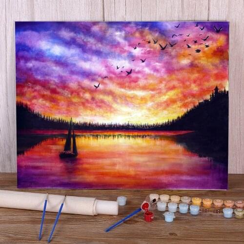 Natural Scenery Come Sail Away DIY Painting By Numbers Complete Kit Acrylic Paints 40*50 Boards By Numbers Handicraft