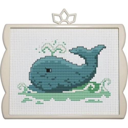 Joy Sunday Cross stitch kit cartoon anime small whale craft embroidery small mini simple decorative frame with paintings