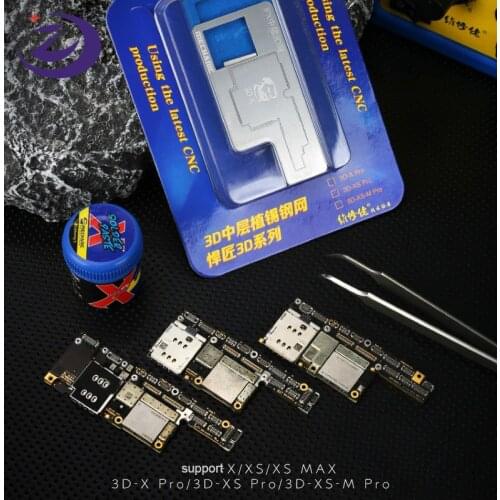 MECHANIC 3D BGA Reballing Stencil Kit For iPhone X/XS/XR/XS MAX Middle Layer Planting Tin Template Plate Soldering Net