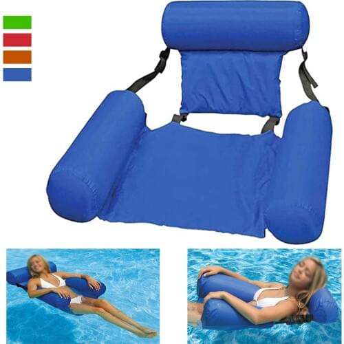 PVC Summer Inflatable Belt Net Hammock Foldable Water Pleasure Lounge Chair Floating Bed For Swimming Beach Water Pool