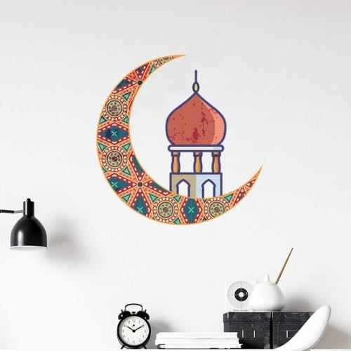 Classic style Crescent Castle Wall sticker Ramadan festival decoration wallpaper living room background for home decor stickers