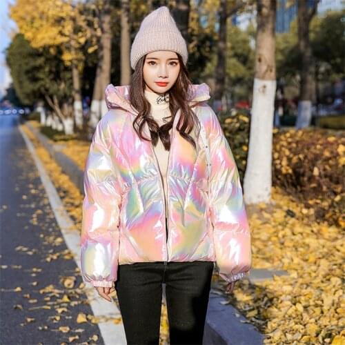 2021 New Winter Jacket Coats Women Parkas Hooded Glossy Down Cotton Jacket Warm Casual Parka Padded Cotton Coat Female