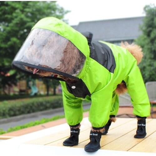 Pet Clothing Pet Dog Raincoat Four-legged Clothing Transparent PU Waterproof Clothing Outdoor Four Seasons General