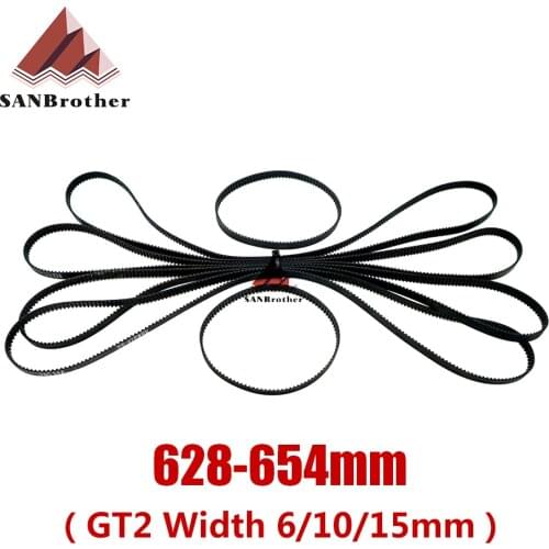 3D Printer Parts GT2 Closed Loop Timing Belt Rubber 2GT 6mm628 630 632 634 636 638 640 642 644 646 648 650 652 654mm Synchronous