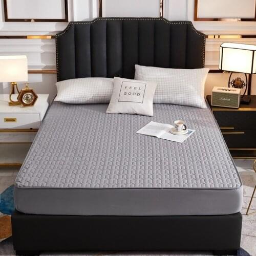Waterproof Cotton Solid Color Fitted Sheets Soft Thicken Mattress Slipcover With Elastic Band Quilted Bedspreads For Double Bed