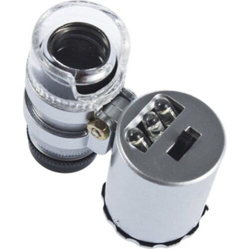 Jewelry Loupe Mini 60X Zoom LED Lighted Magnifier Microscope Micro Lens Microscope 60X