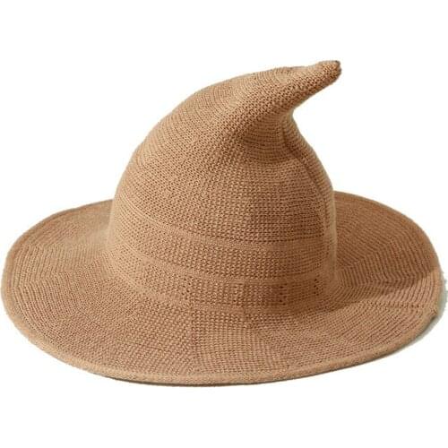 Womens Witch Kinitted-Wool Hats for Halloween Party Masquerade Cosplay Costume Accessory and Daily Wear