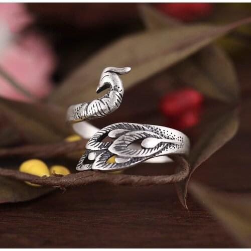 New Trendy Personality Punk Peacock Rings For Women Lady Resizable Size Rings Party Jewelry Charm Gifts 2021