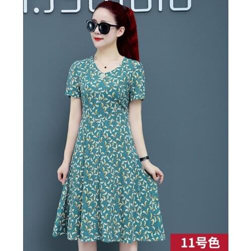 2021 Summer New Vintage short Sleeve V-Neck Floral Dress For Women Print Dress vestido