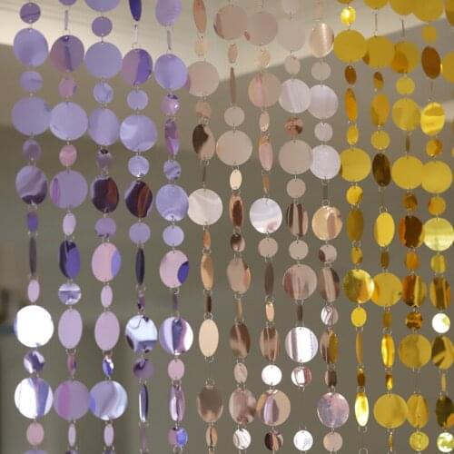 10 PCS 50cm Fashion Home Decor Mirror Reflective Sequin Curtain Wedding Party Stage Decoration Hanging Curtains