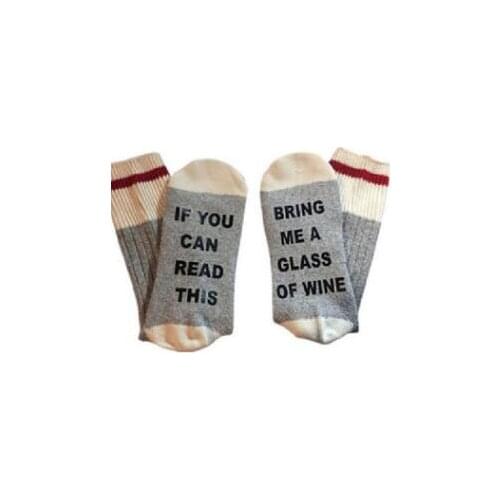 100pairs/lot fedex fast If You can read this Bring Me a Glass of Wine Socks man casual cotton crew socks