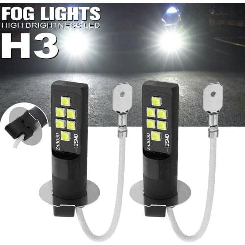 2Pcs LED H3 Bulb Super Bright Car Fog Lights 12 3030 SMD 12V 24V Driving Day Running Lamp Auto 6000K White Orange Ice Blue
