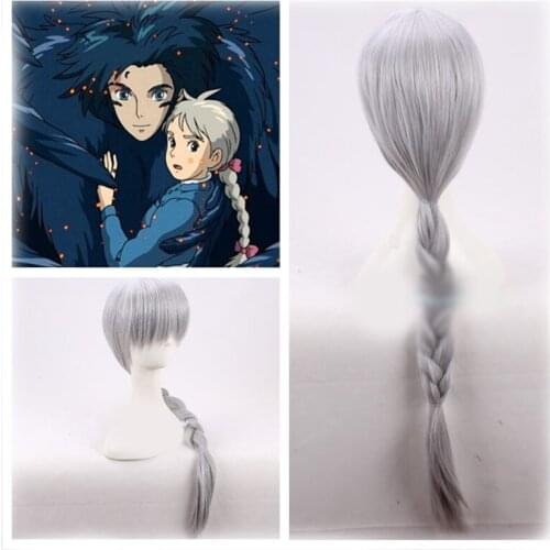 Anime Howls Moving Castle Sophie Long Wig Synthetic Hair Cosplay Prop Halloween Party Decor for Men Women Gift 1pcs