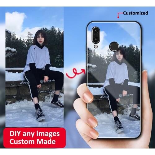 Custom made DIY tempered glass case for huawei nova 3i 4 5 honor 8 8x max 9 10 20 lite play note 10 V9 V10 V20 Magic 2 gift